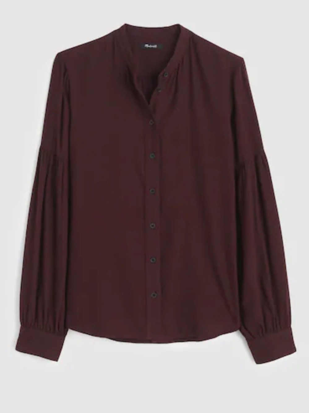 Madewell Stand Collar Button-Up on Flannel Espresso Bean Size Small NWT
